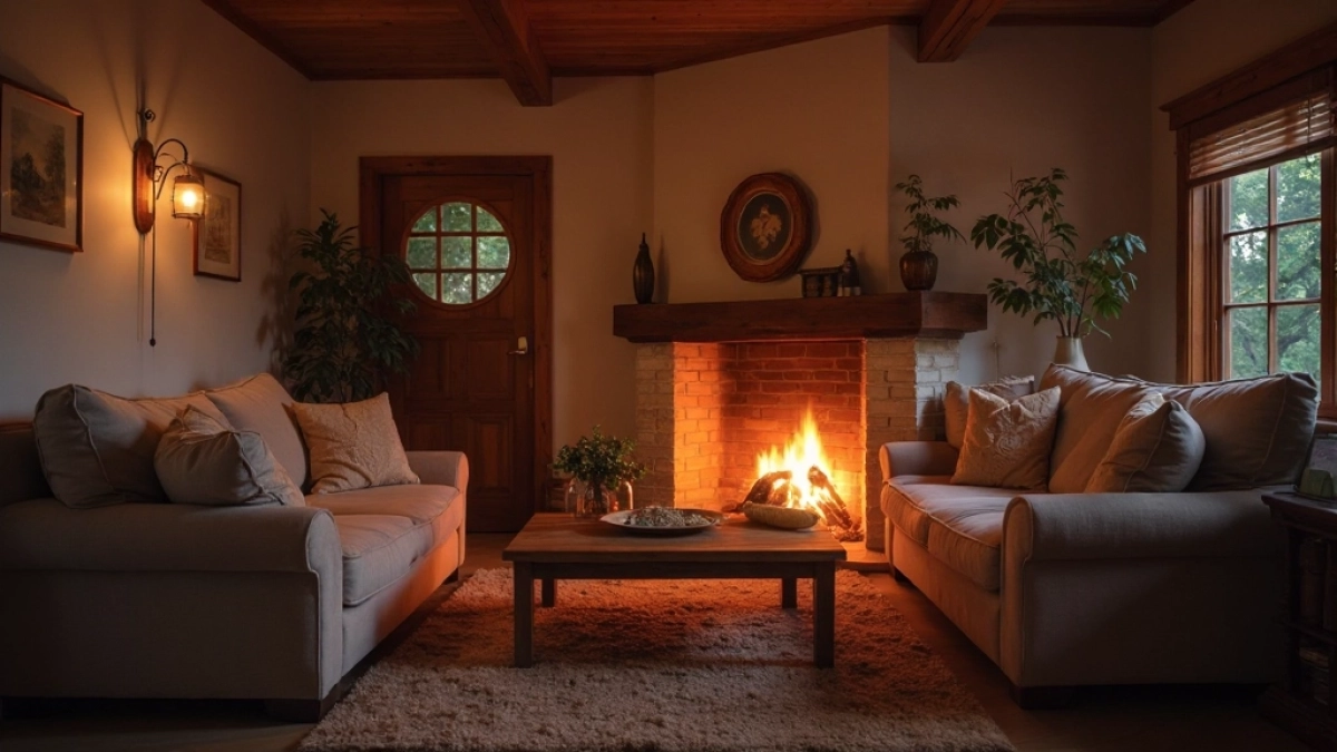 aranżacje salonu z kominkiem narożnym