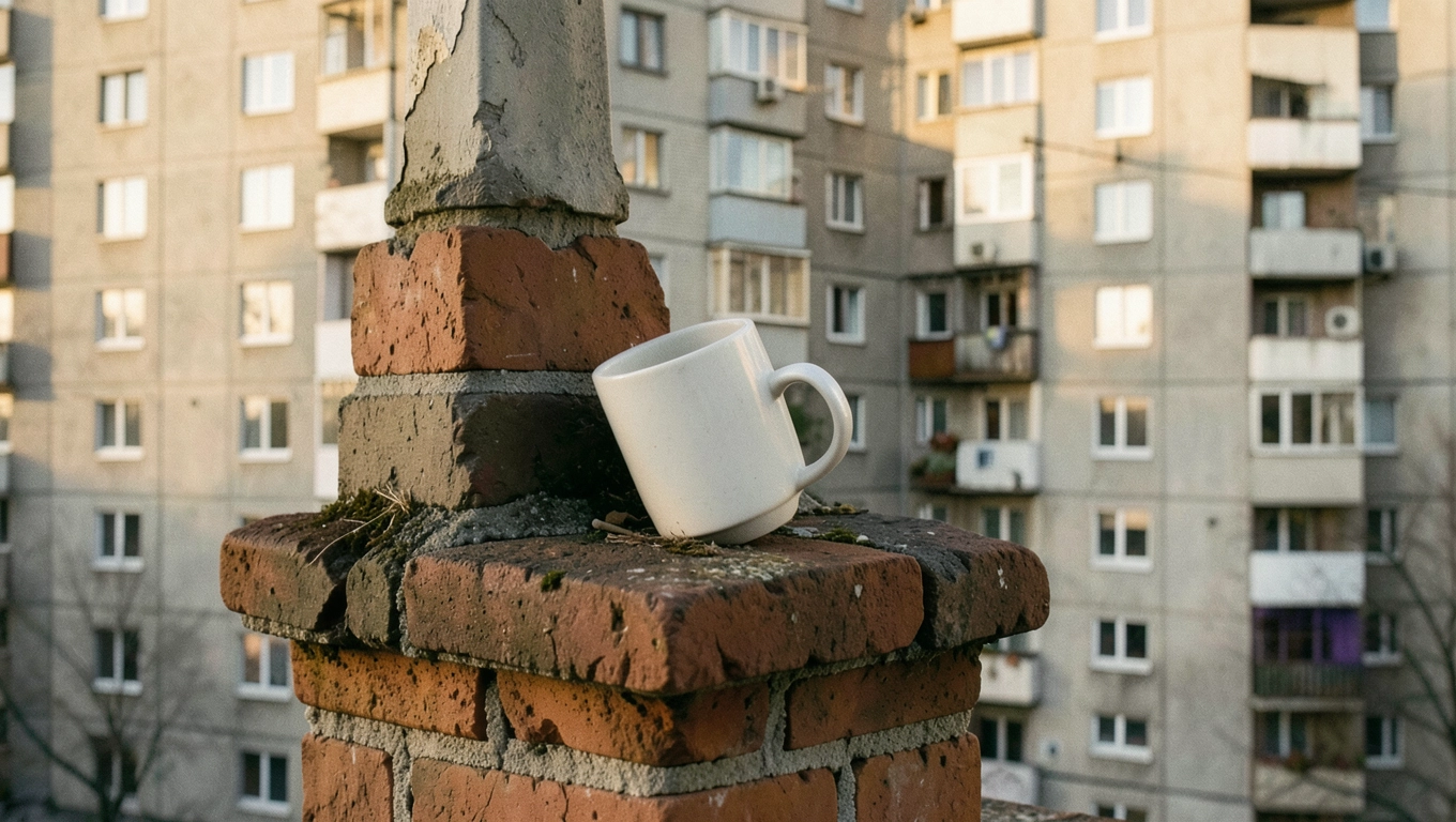 Cofka w kominie w bloku