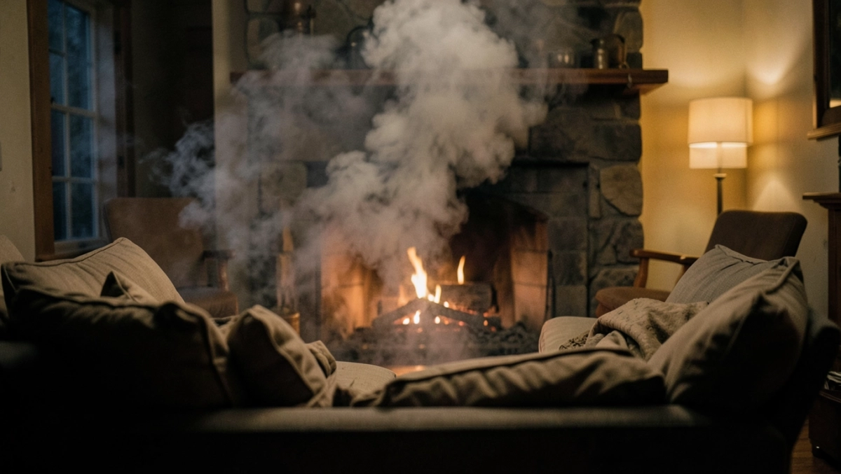 Wędzony zapach z kominka