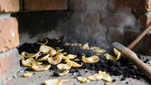 Czyszczenie komina obierkami z ziemniaków